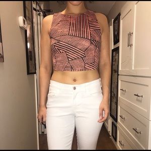Urban Outfitters Pink & Brown Stripped Crop Top